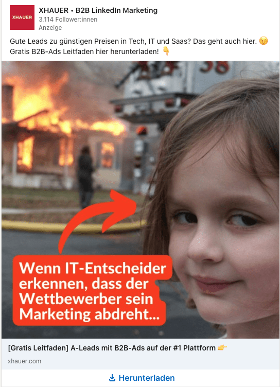 LinkedIn Werbung Formate: Single Image Ad